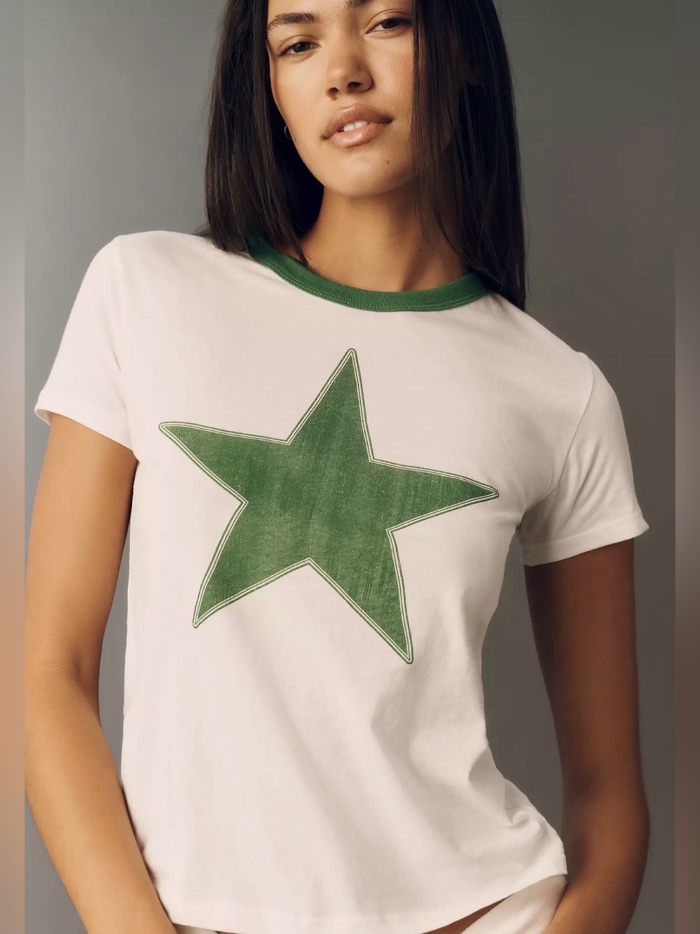 New Letluv Star Short-Sleeve Ringer Crew-Neck Tee
